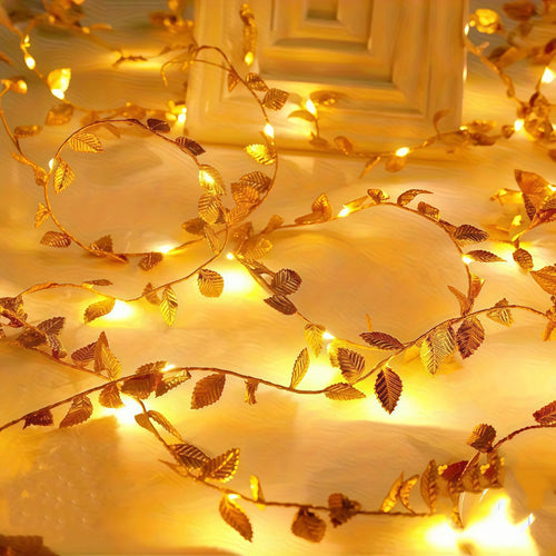 Elviora LED Garland - Lifelike Green Leaves with Soft Warm Lighting 0